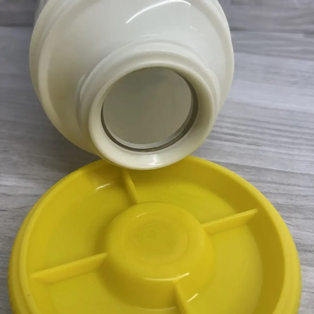 Vtg 70s Aladdin Pump A Drink Dispenser Thermos Shell Yellow Floral CottageCore